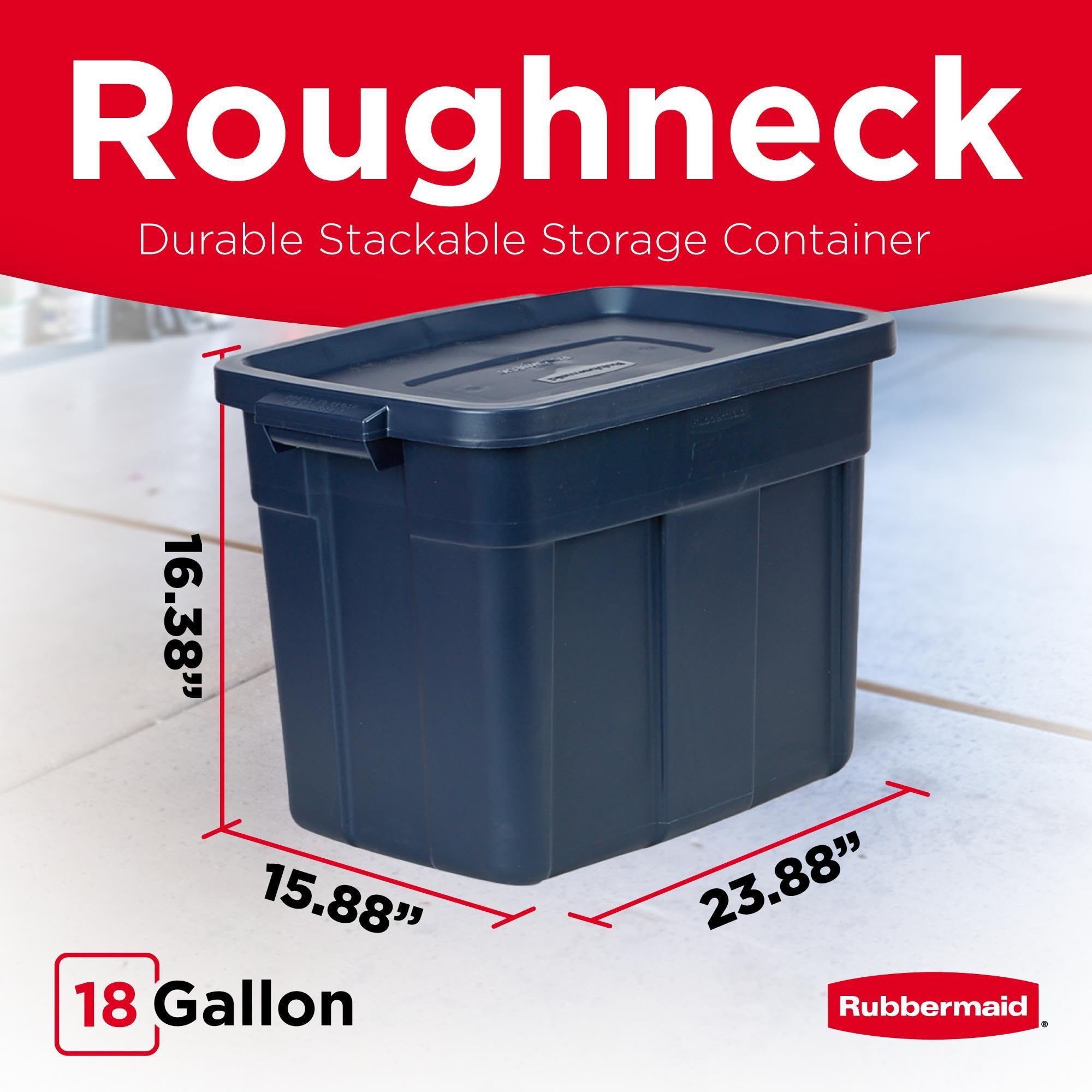 Roughneck Tote 18 Gal with lid in dark indigo, secure moisture protection