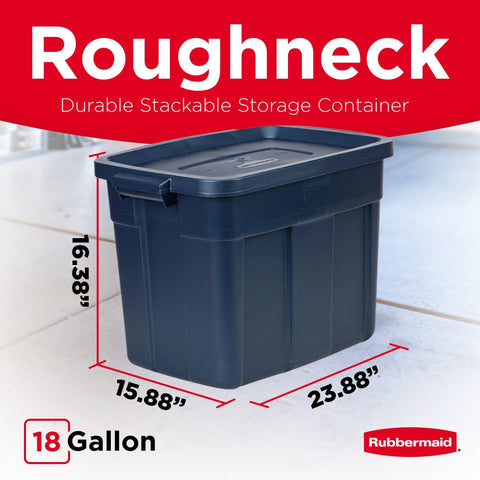 Roughneck Tote 18 Gal with lid in dark indigo, secure moisture protection
