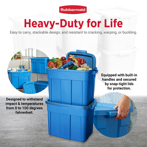 Rubbermaid Roughneck tote 18gal garage use for tools
