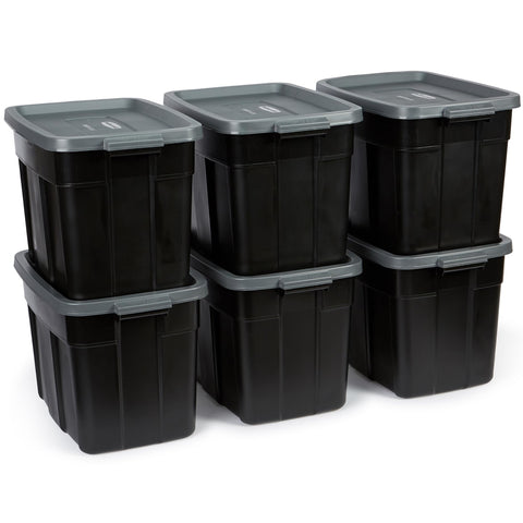 Rubbermaid Roughneck 18 gal tote with stackable lid for organized storage