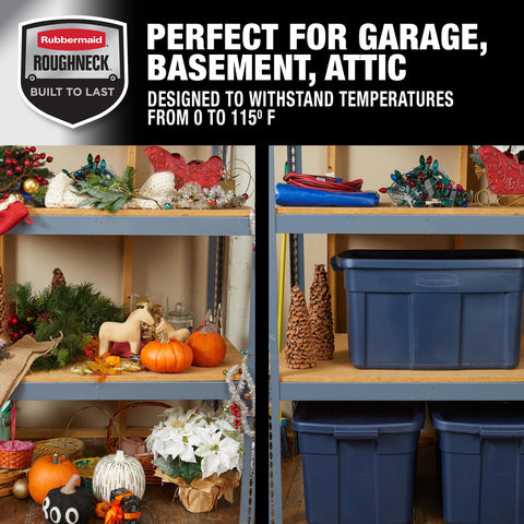Rubbermaid Roughneck Tote 31gal interior keeps items organized securely
