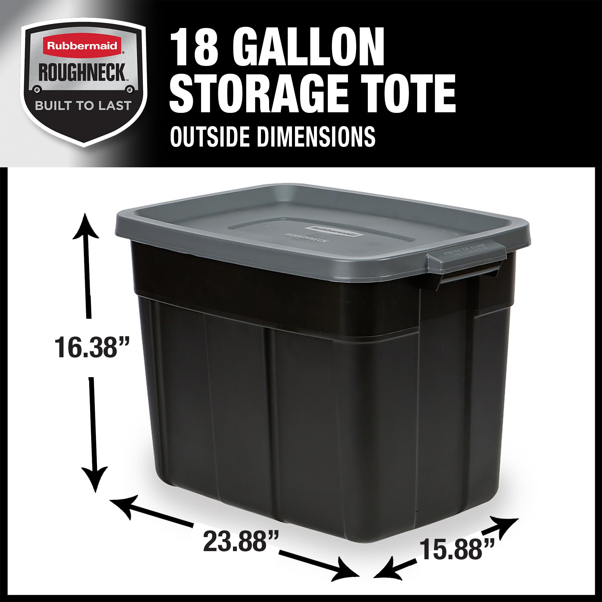 Rubbermaid Roughneck tote durable plastic designed for tough use