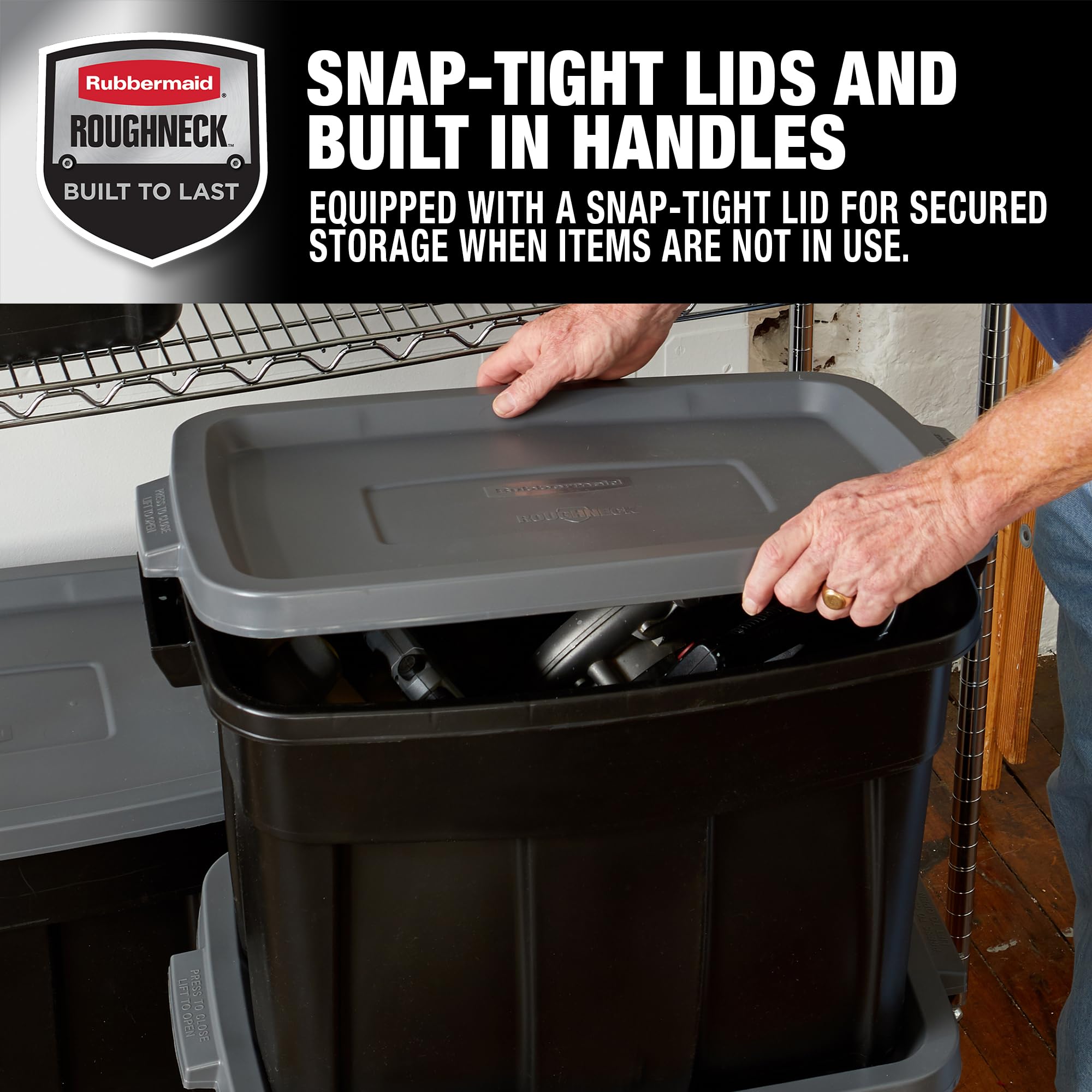 Roughneck tote handles provide easy lifting and carrying