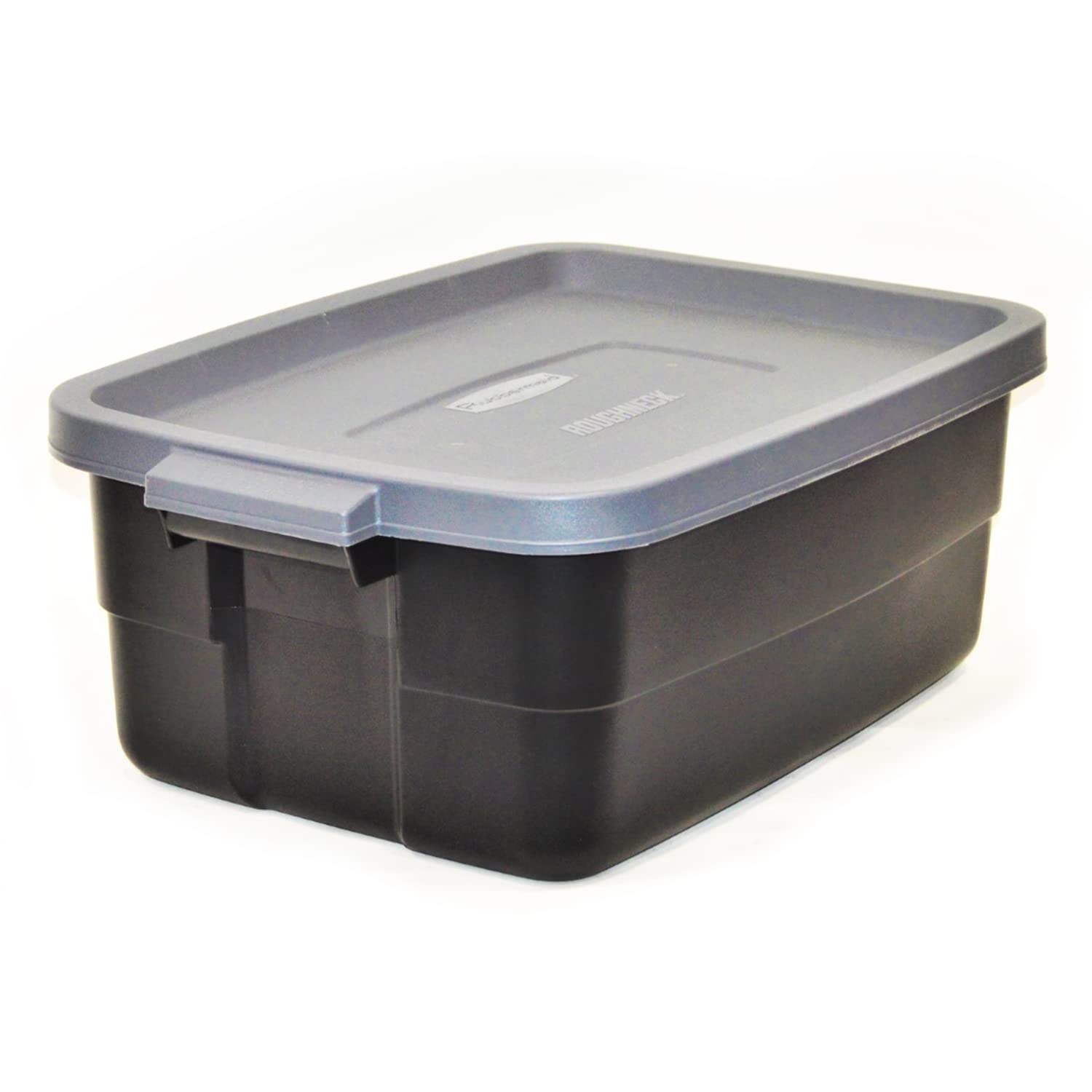 Roughneck tote in garage scene highlighting tough, temperature-tolerant storage