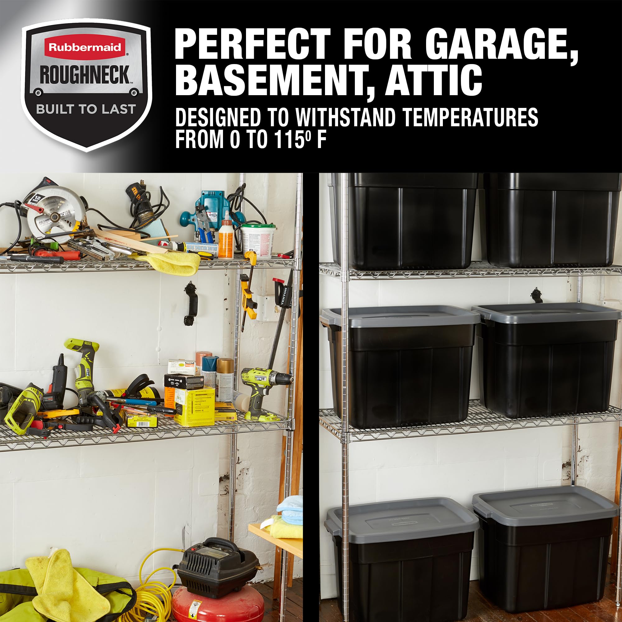 Recessed lids allow secure stacking to save space