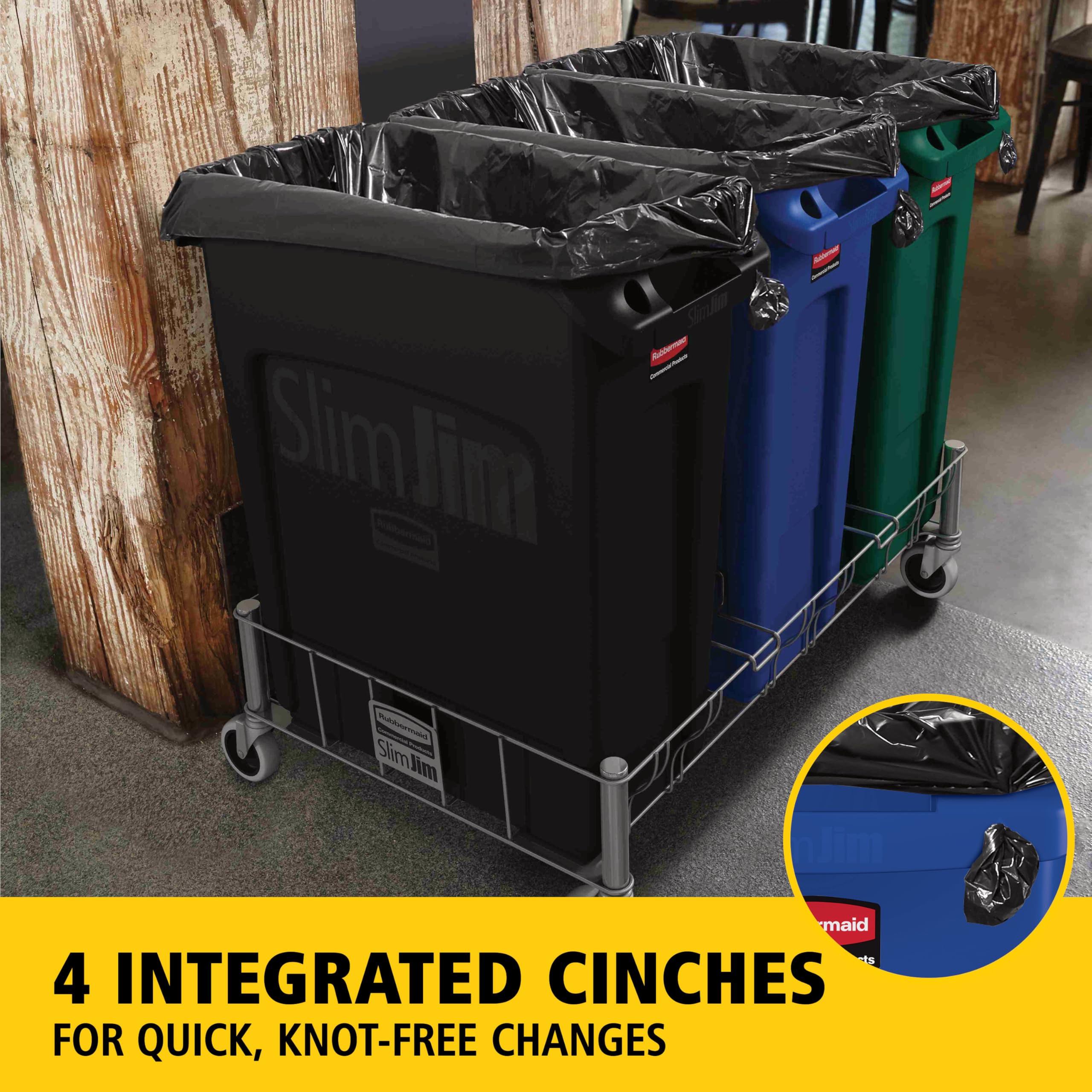 Rubbermaid Slim Jim ergonomic handles improve control during lifting and emptying