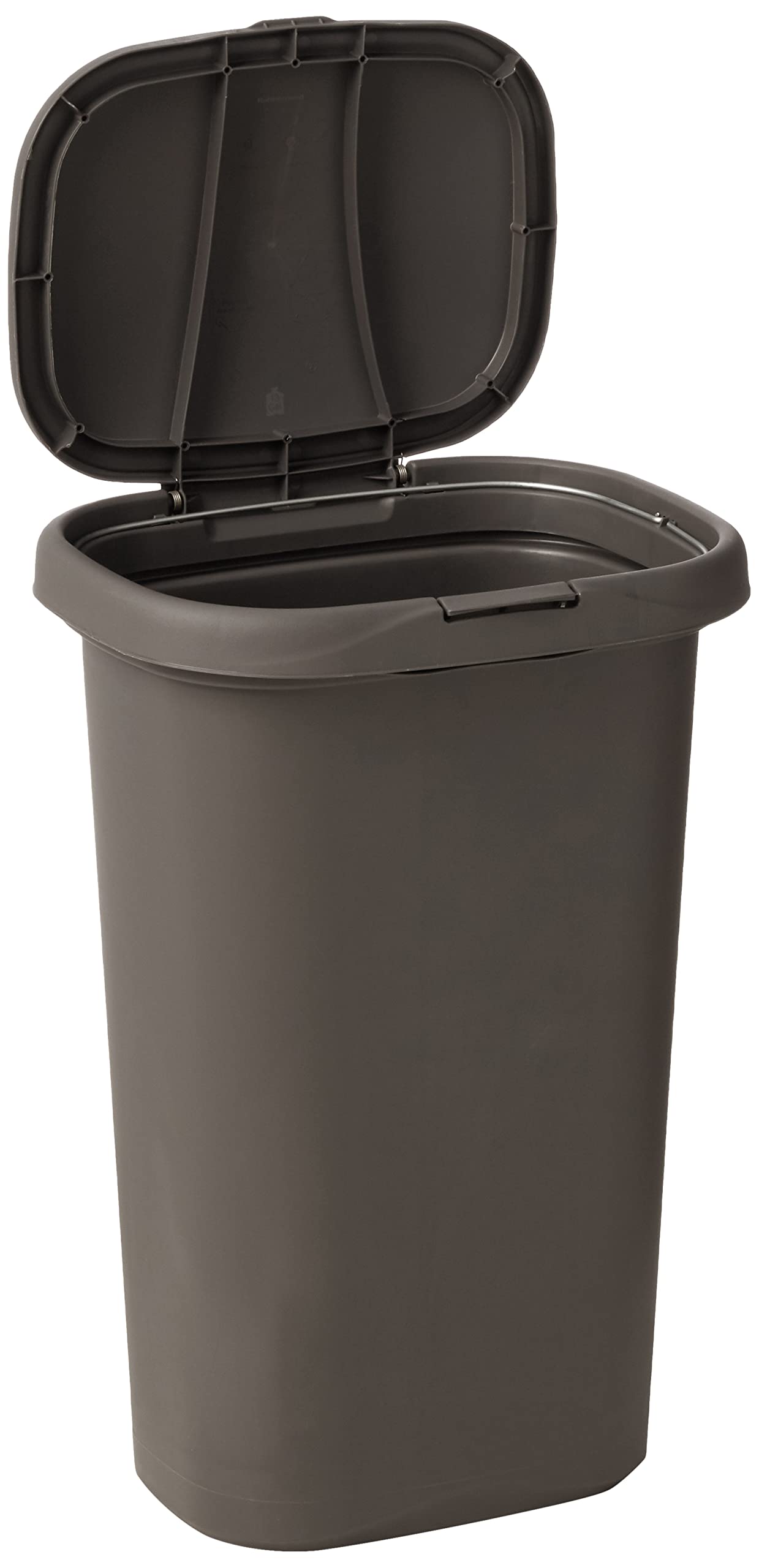 Rubbermaid Spring Top trash can with lid closed for secure waste containment