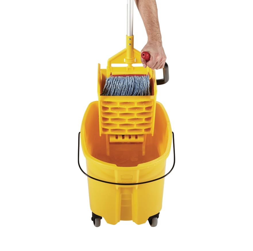 Rubbermaid WaveBrake supports mop sizes XS to XL for versatile use.