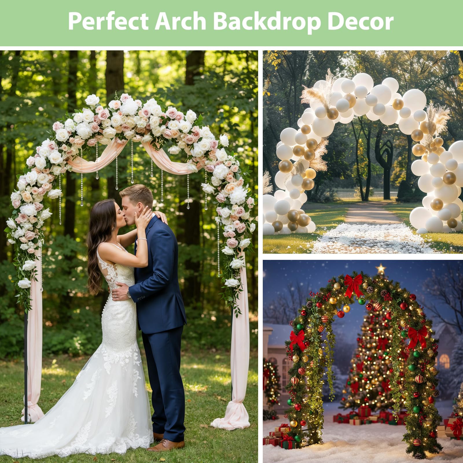RUBFAC wedding arch doubles as balloon arch stand for celebrations.