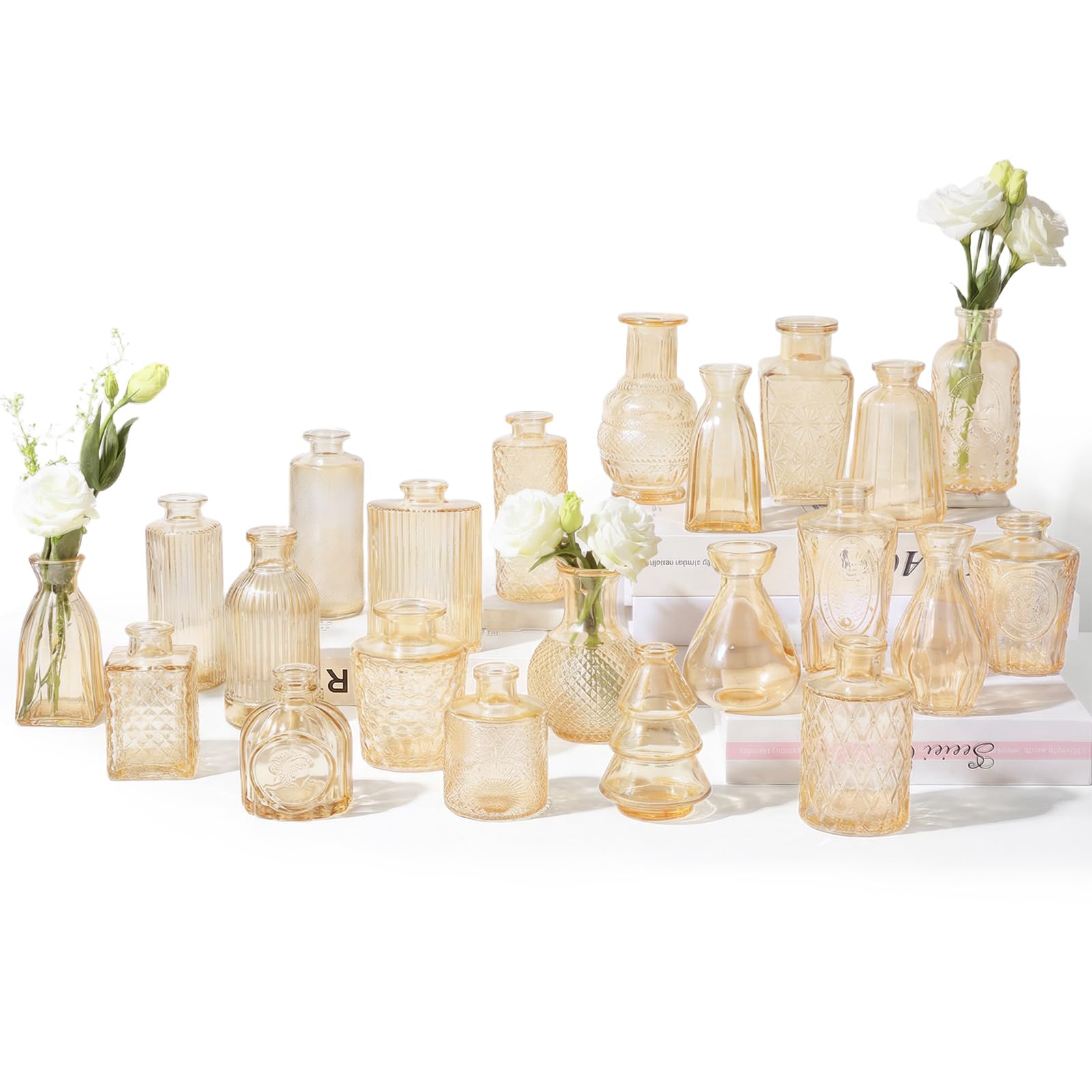 Ruckace Bud Vases Bulk 22 Gold Glass: ideal for wedding centerpieces and events.