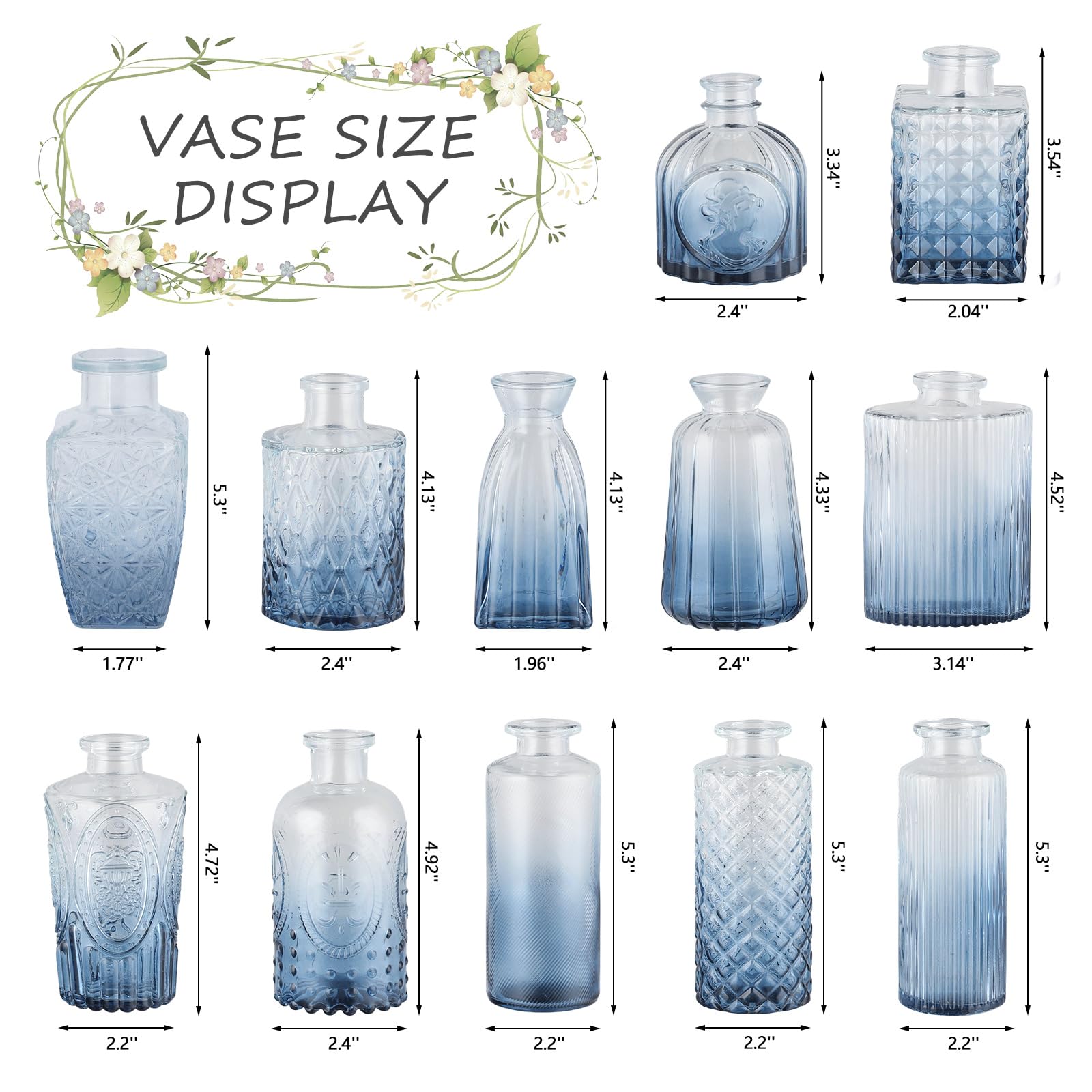 Ruckae mini flower vase gradient blue adds vintage charm to home decor