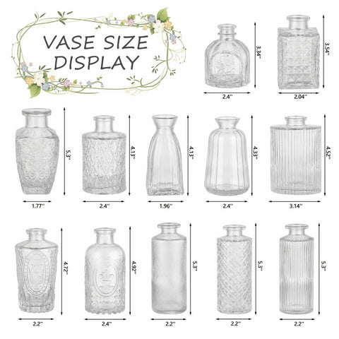 Ruckae small clear bud vase with a thick base, sturdy for table settings.