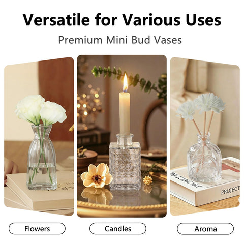 Ruckae small clear bud vase can be displayed empty as decor.
