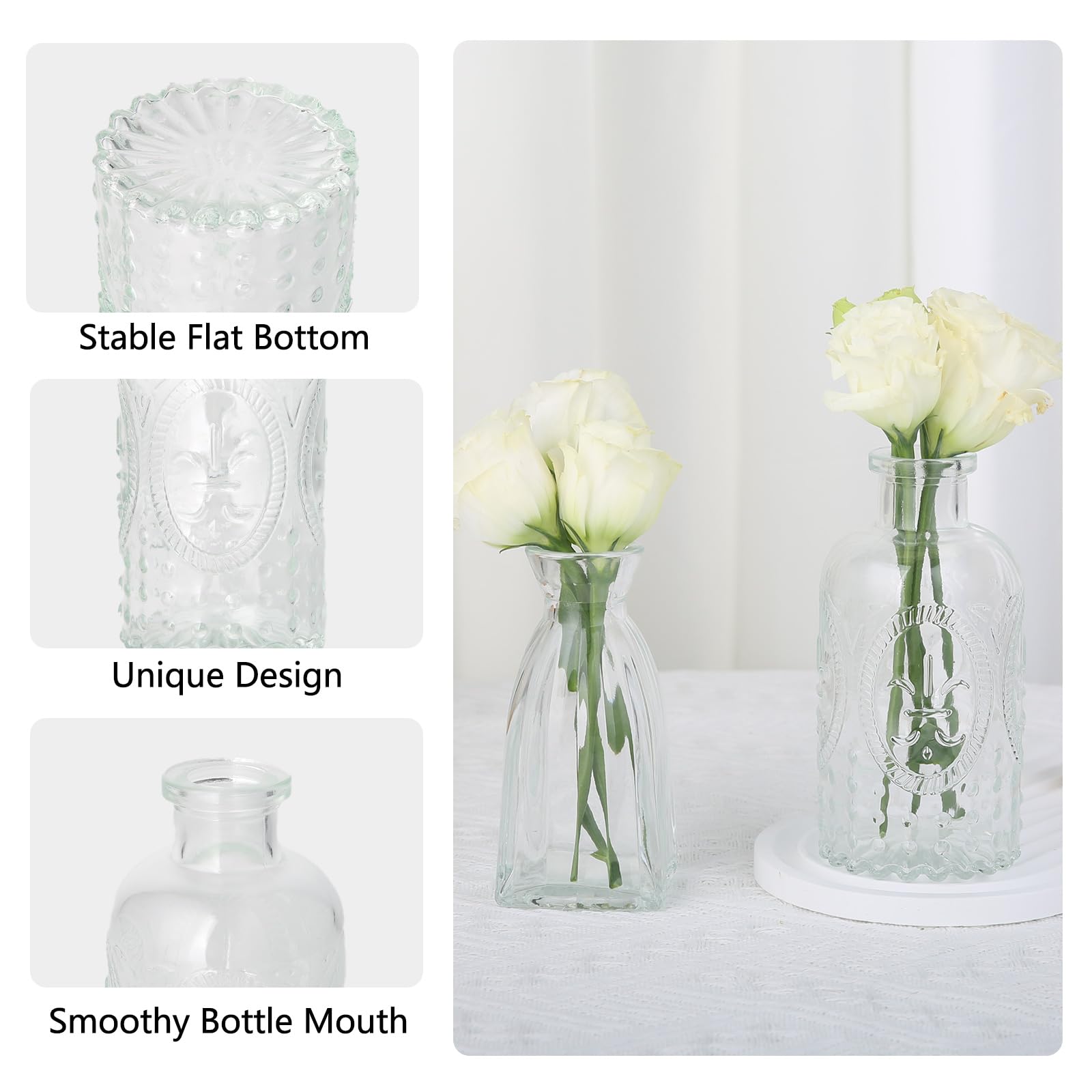 Ruckae small clear bud vase complements shelves and windowsills.