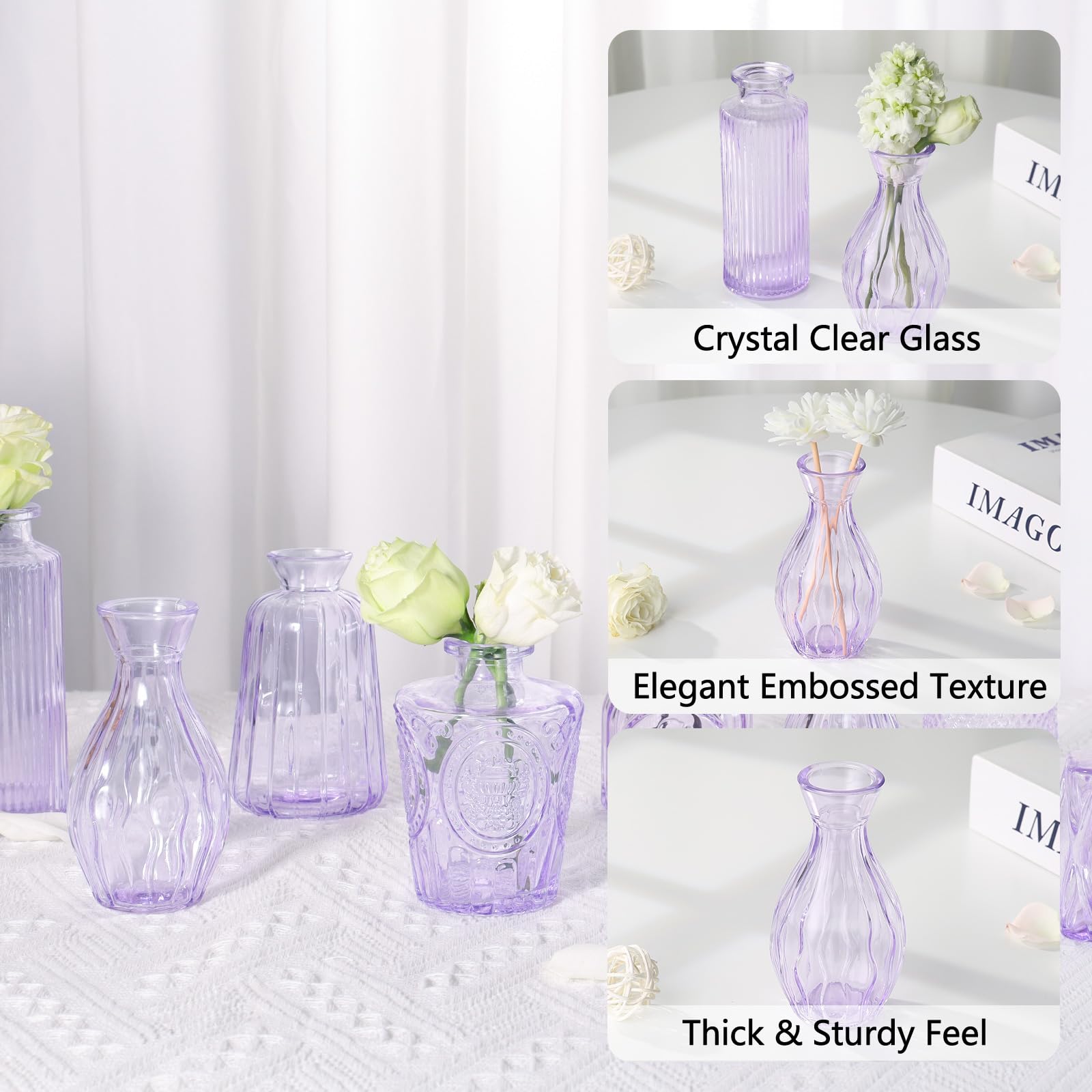 RUCKAE durable thick-base vases catch light and showcase stems