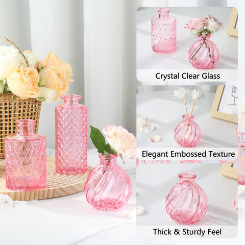 Ruckae vintage pink glass vase 01 highlights light-catching texture for table displays.