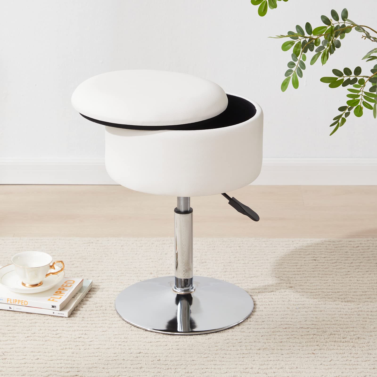 RUCUKEN multiuse vanity stool functions as chair, footrest, or side table