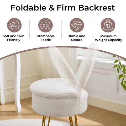 RUCUKEN tilt backrest offers gentle support during makeup routines