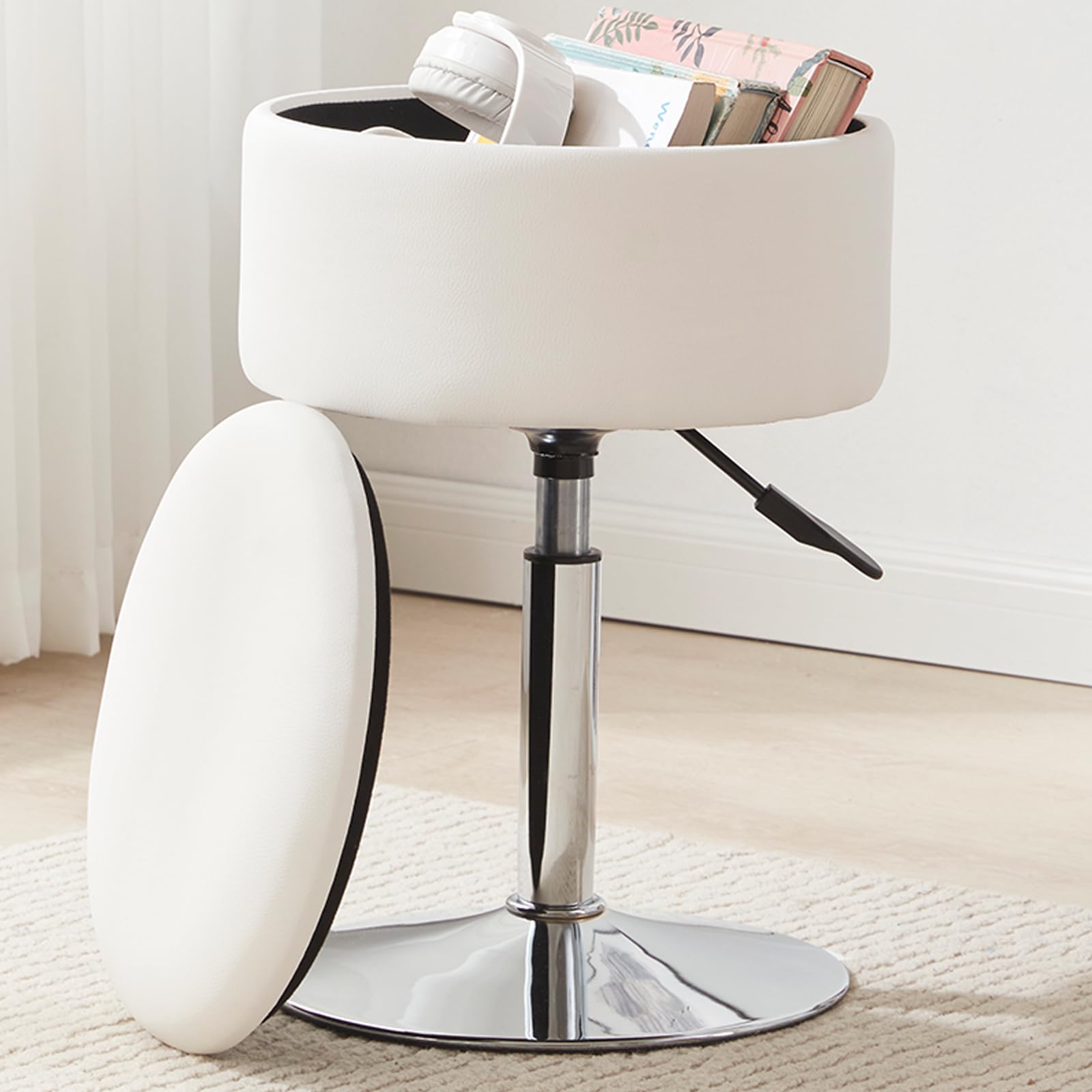 RUCUKEN vanity stool seat with comfortable cushion for makeup tasks