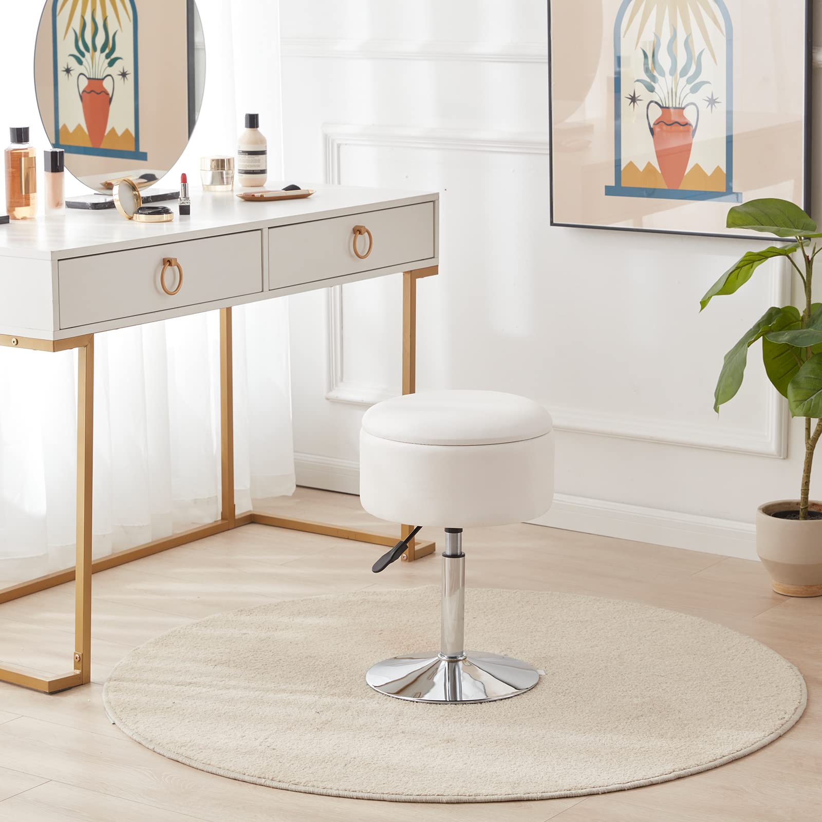 RUCUKEN vanity stool storage compartment for small items