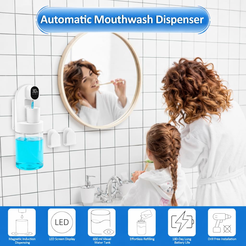 Rudnia mouthwash dispenser LED display close up for status checks
