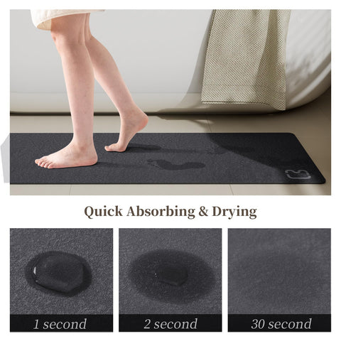 RUERYA bath mat anti-slip rubber bottom stays put on wet floors.
