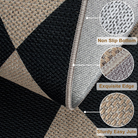 Rugalia Easy Jute Checkered Entryway Rug placed at doorway for indoor-outdoor use