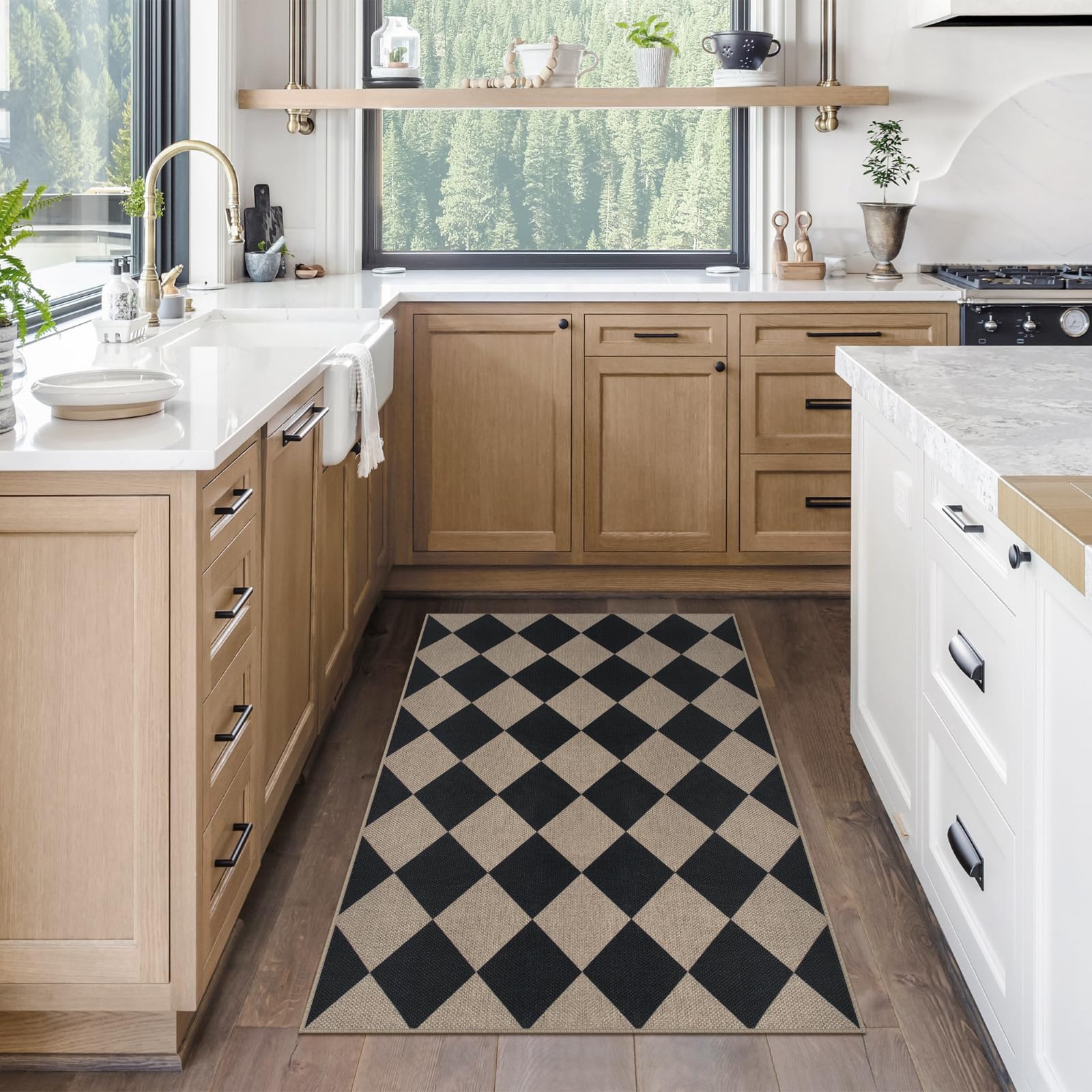 Rugalia Easy Jute Checkered Entryway Rug indoor outdoor use for versatile placement.