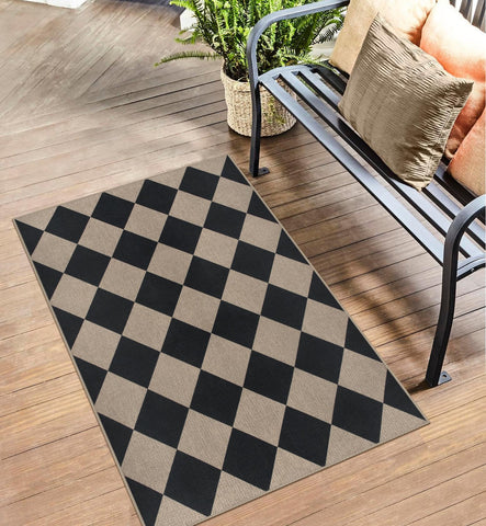 Rugalia Easy Jute Checkered Entryway Rug neutral tones hide wear elegantly.
