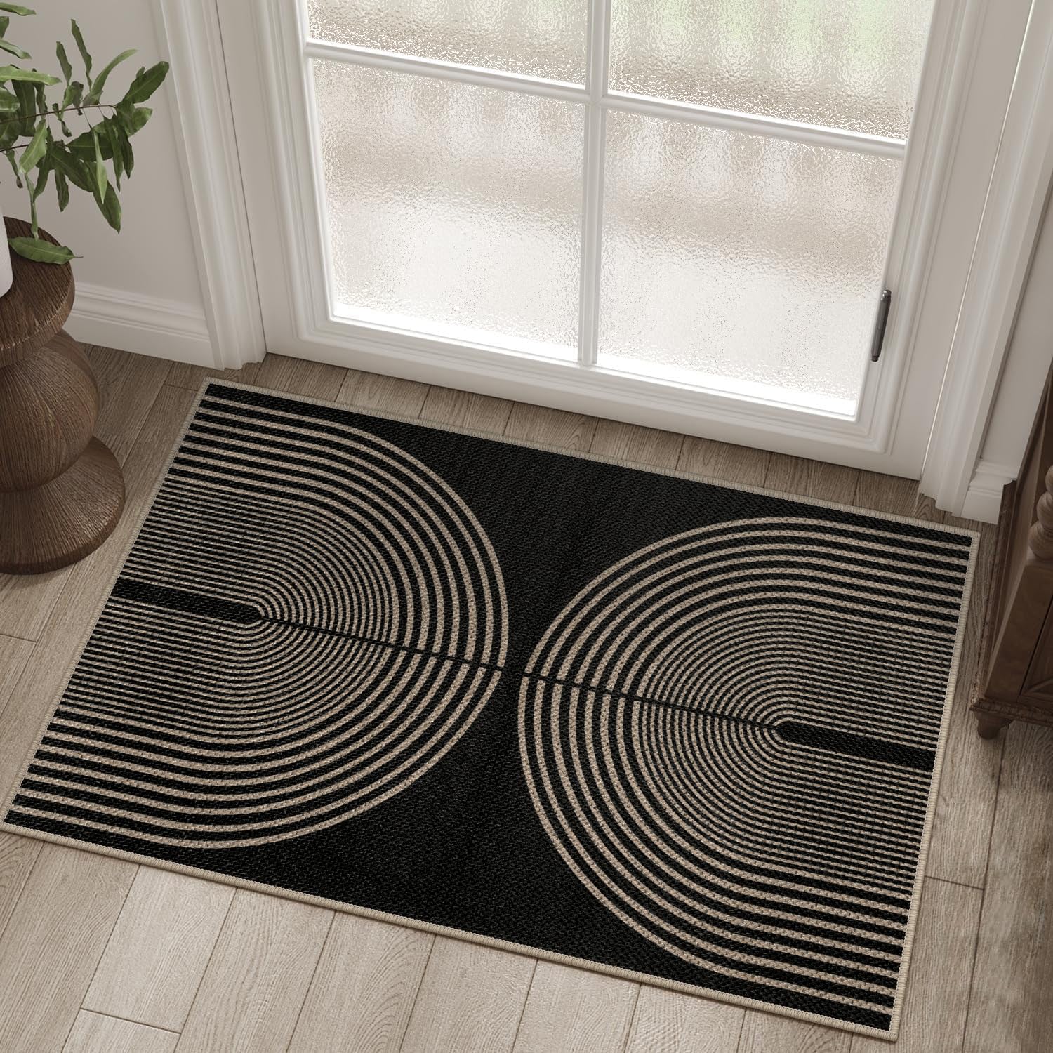 Rugalia Easy Jute Rainbow Entryway Rug front view with vibrant colors for a welcoming entry