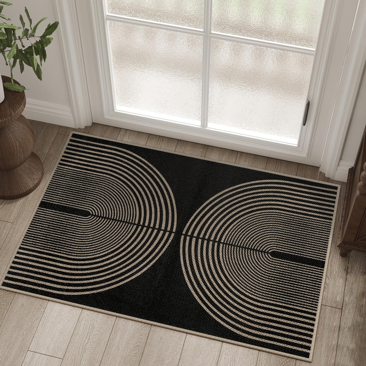 Rugalia Easy Jute Rainbow Entryway Rug front view with vibrant colors for a welcoming entry