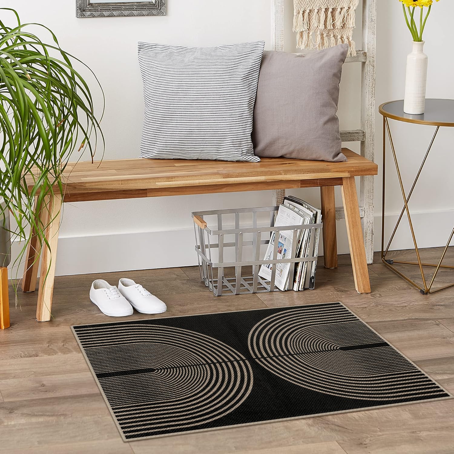 Rugalia Easy Jute Rainbow Entryway Rug outdoor patio use suitability
