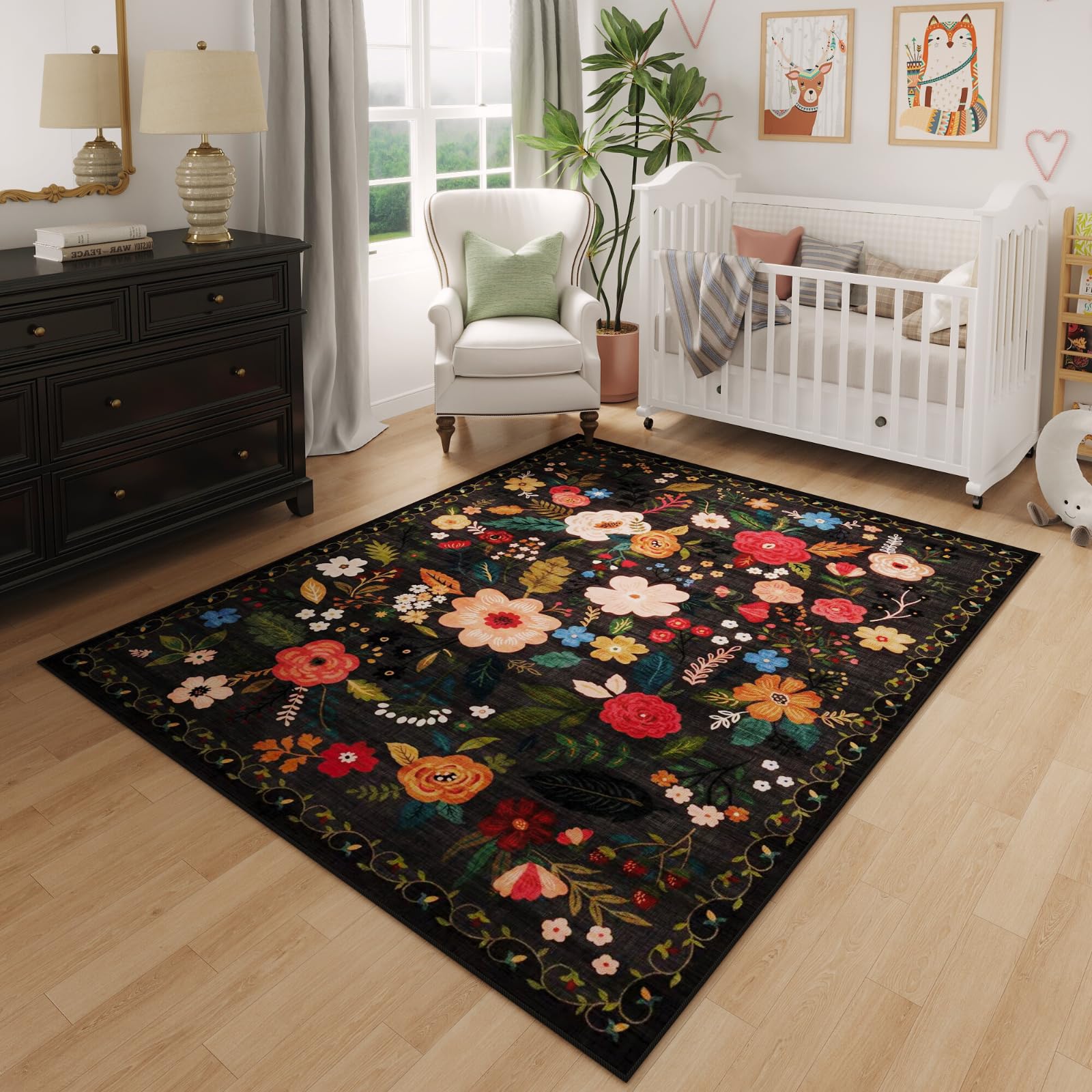 Rugcomf 4x6 area rug, washable and easy to care for busy homes.