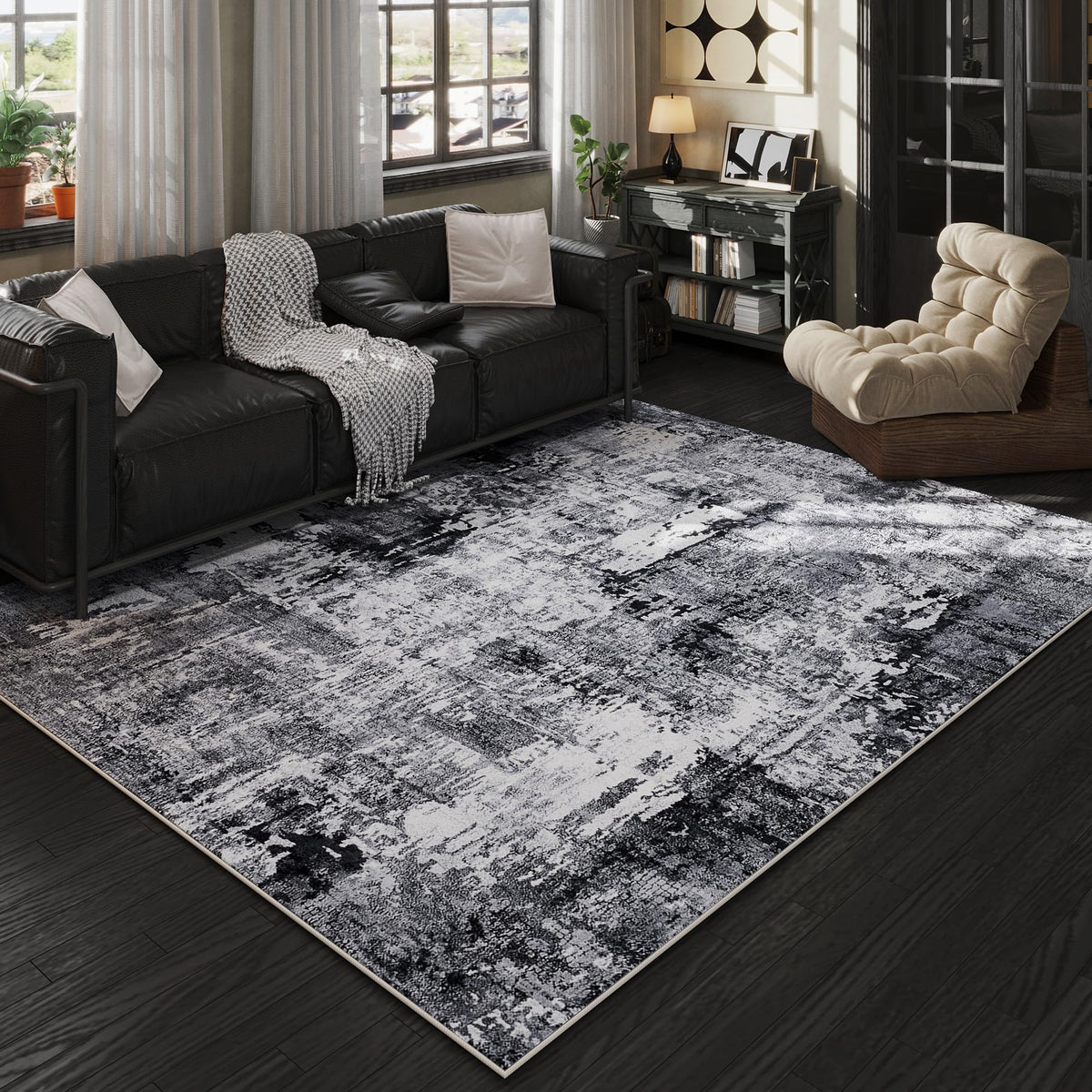 Rugcomf 6x9 faux wool rug close-up showing plush fibers for barefoot comfort