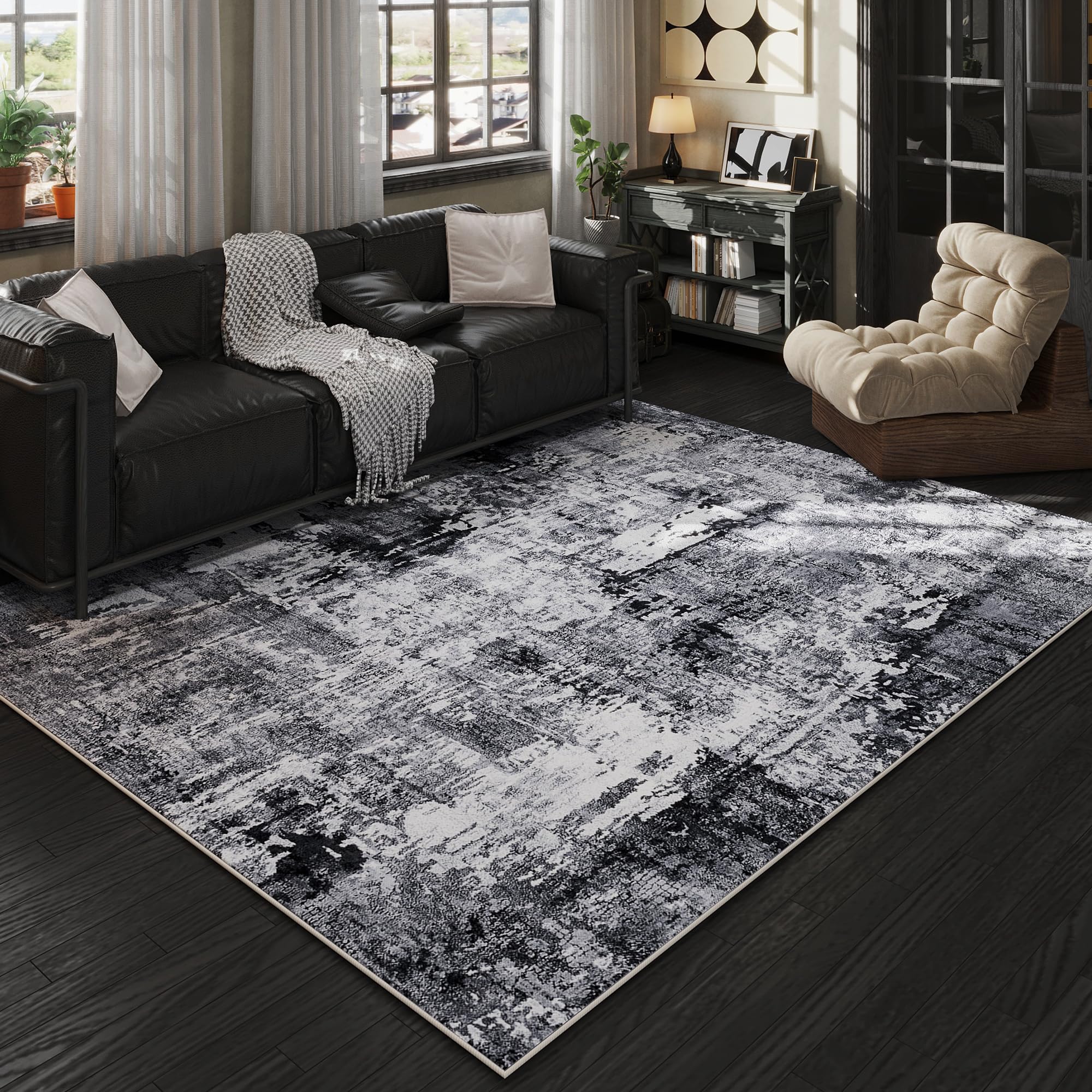 Rugcomf area rug 5x7 soft texture improves coziness in busy living spaces.