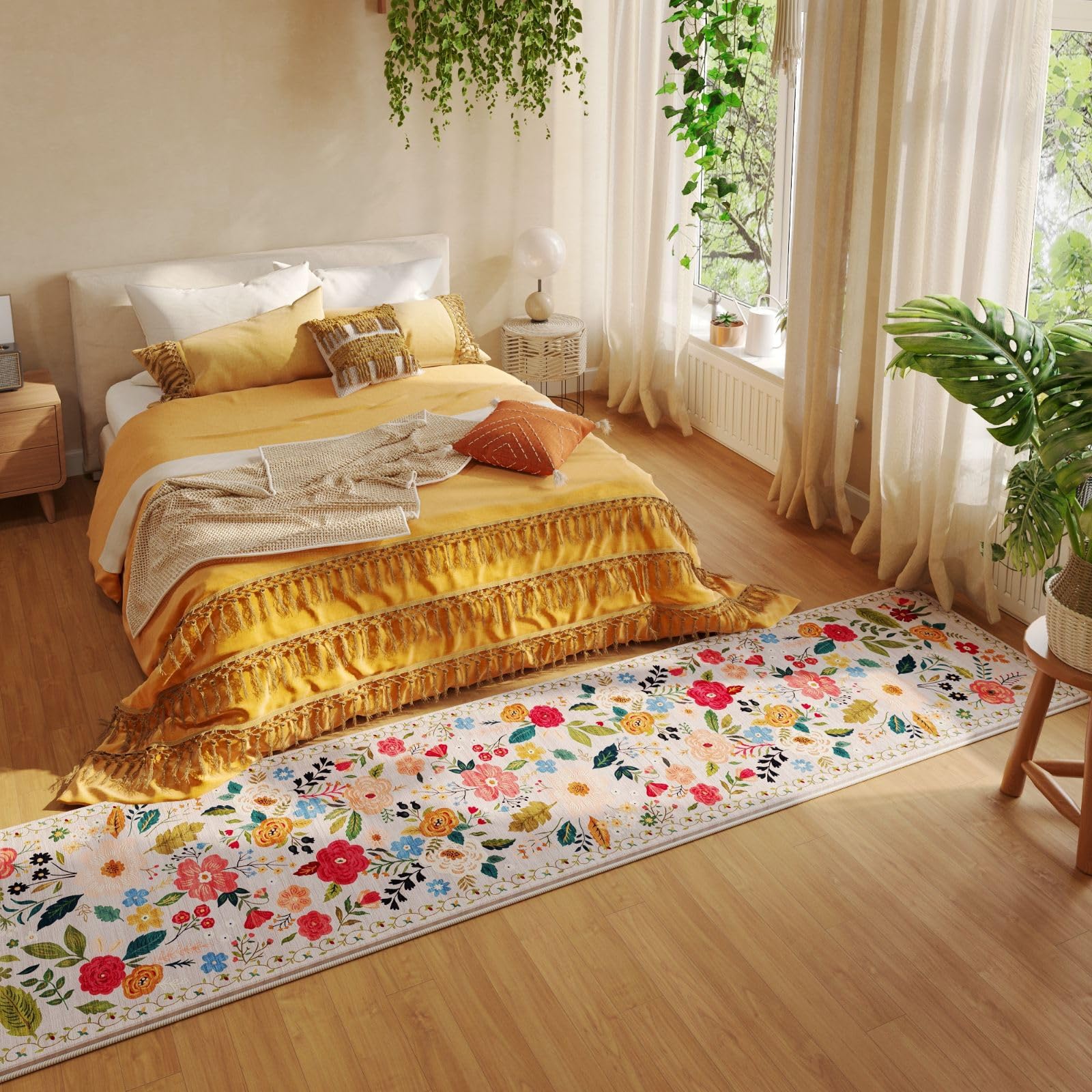 Rugcomf beige kitchen rug showcases neutral styling for versatile rooms.