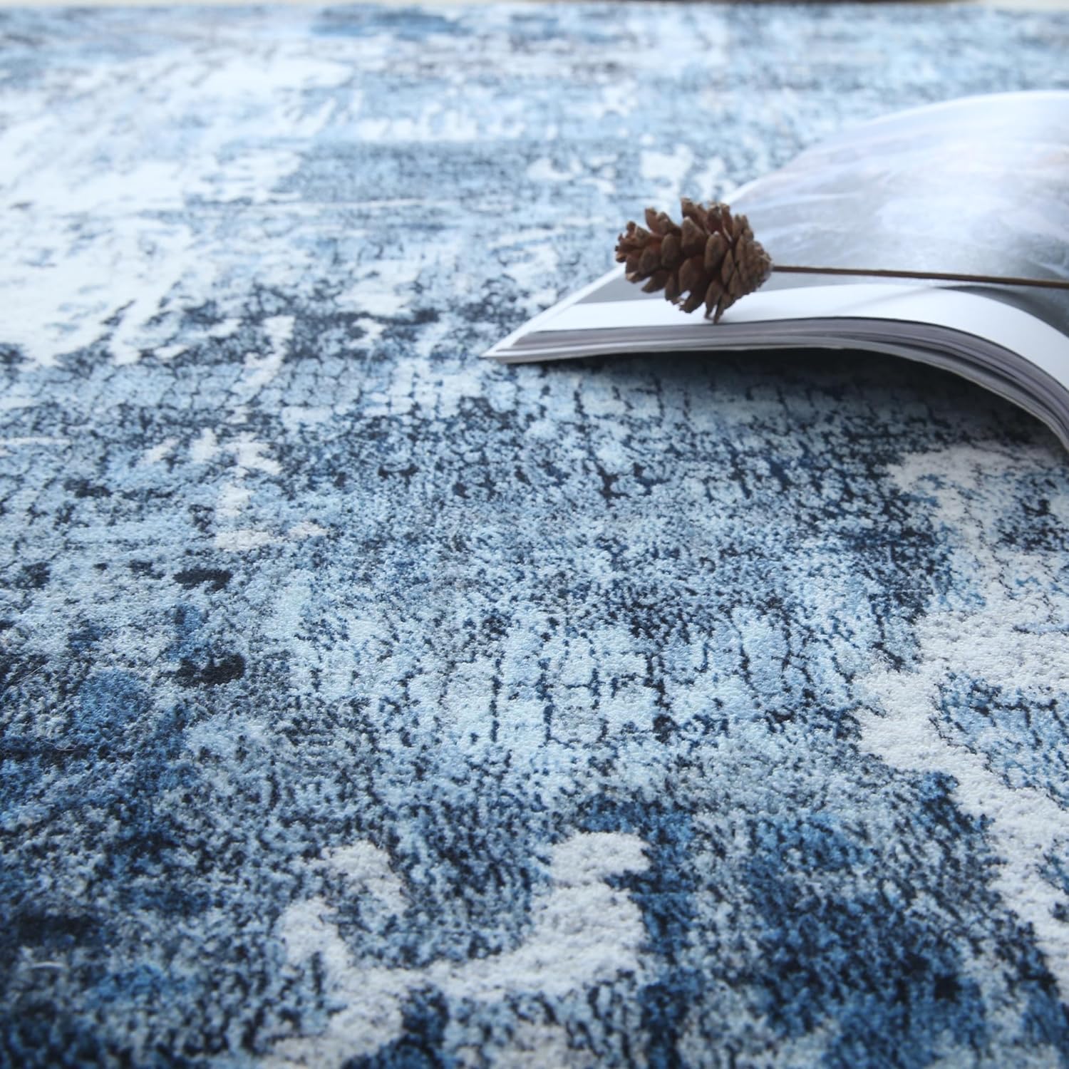 Rugcomf blue vintage boho rug adds warm color to living spaces.