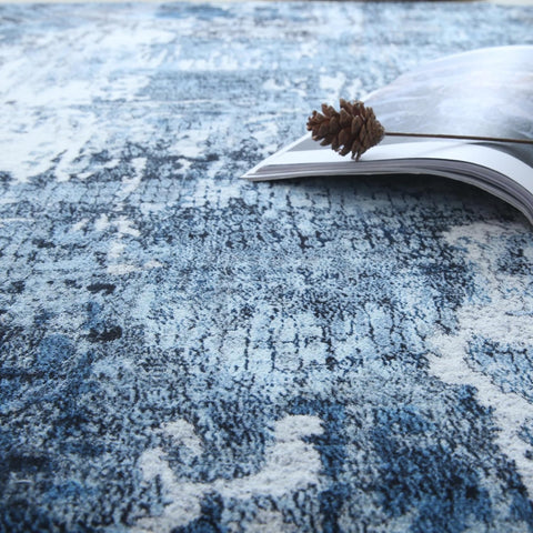 Rugcomf blue vintage boho rug adds warm color to living spaces.