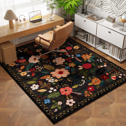 Rugcomf boho floral rug with vintage medallion print.