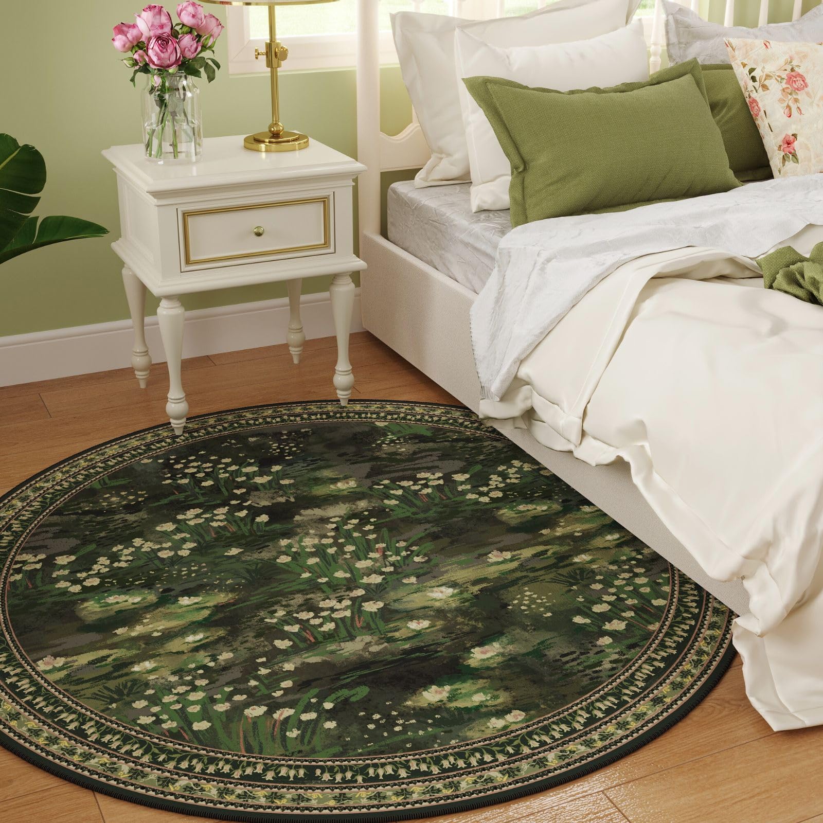 Rugcomf Circle Rug in a living room scene, painterly ambiance and color pop