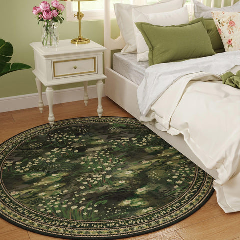Rugcomf Circle Rug in a living room scene, painterly ambiance and color pop