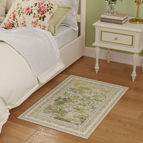 Rugcomf Circle Rug low-pile softness offers comfortable footing in high-traffic rooms.