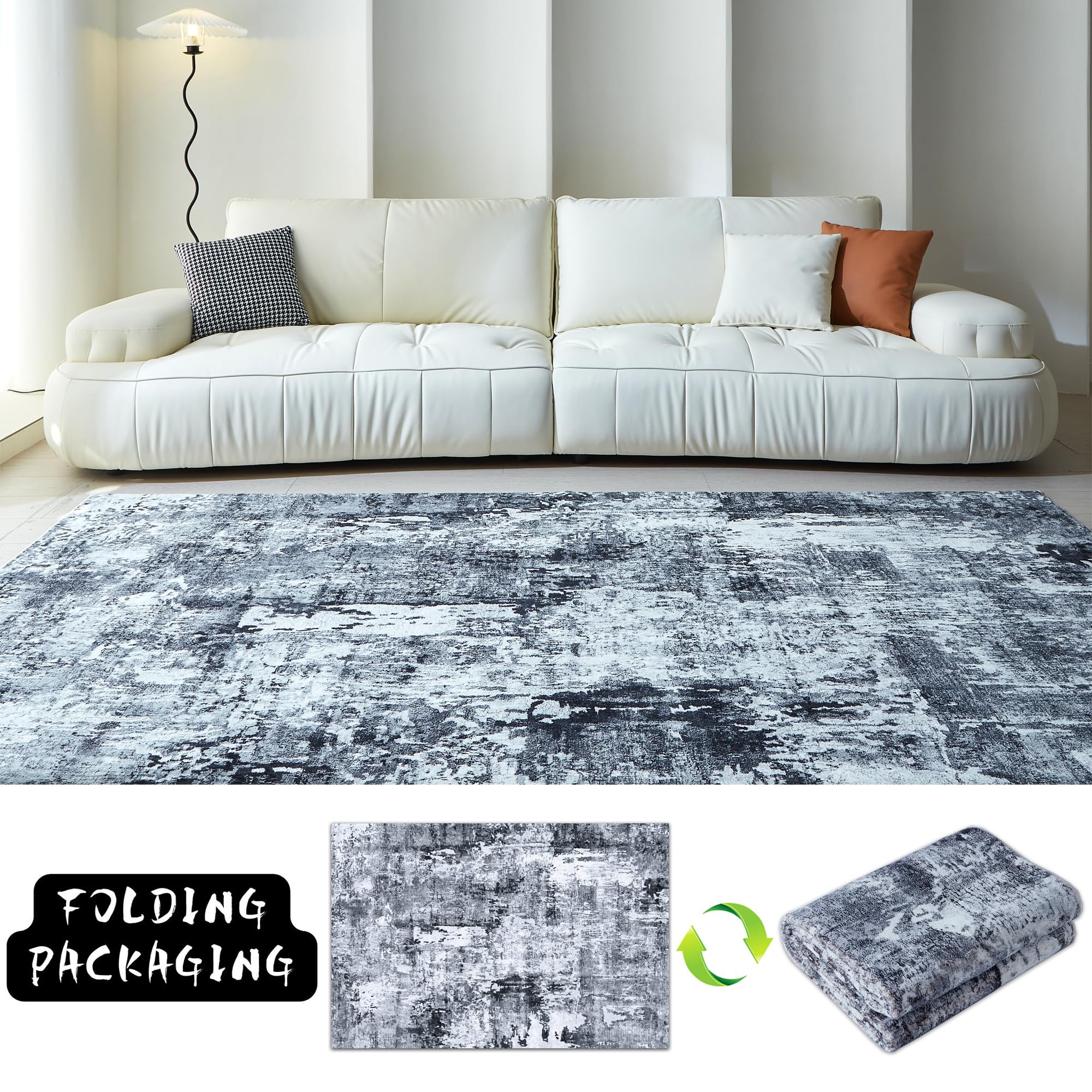 Rugcomf faux wool texture feels plush and inviting underfoot.