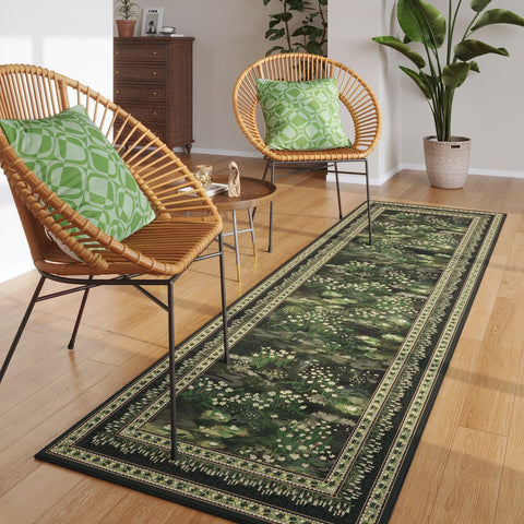 Rugcomf floral brushstroke pattern runner adds artful charm to kitchens and hallways