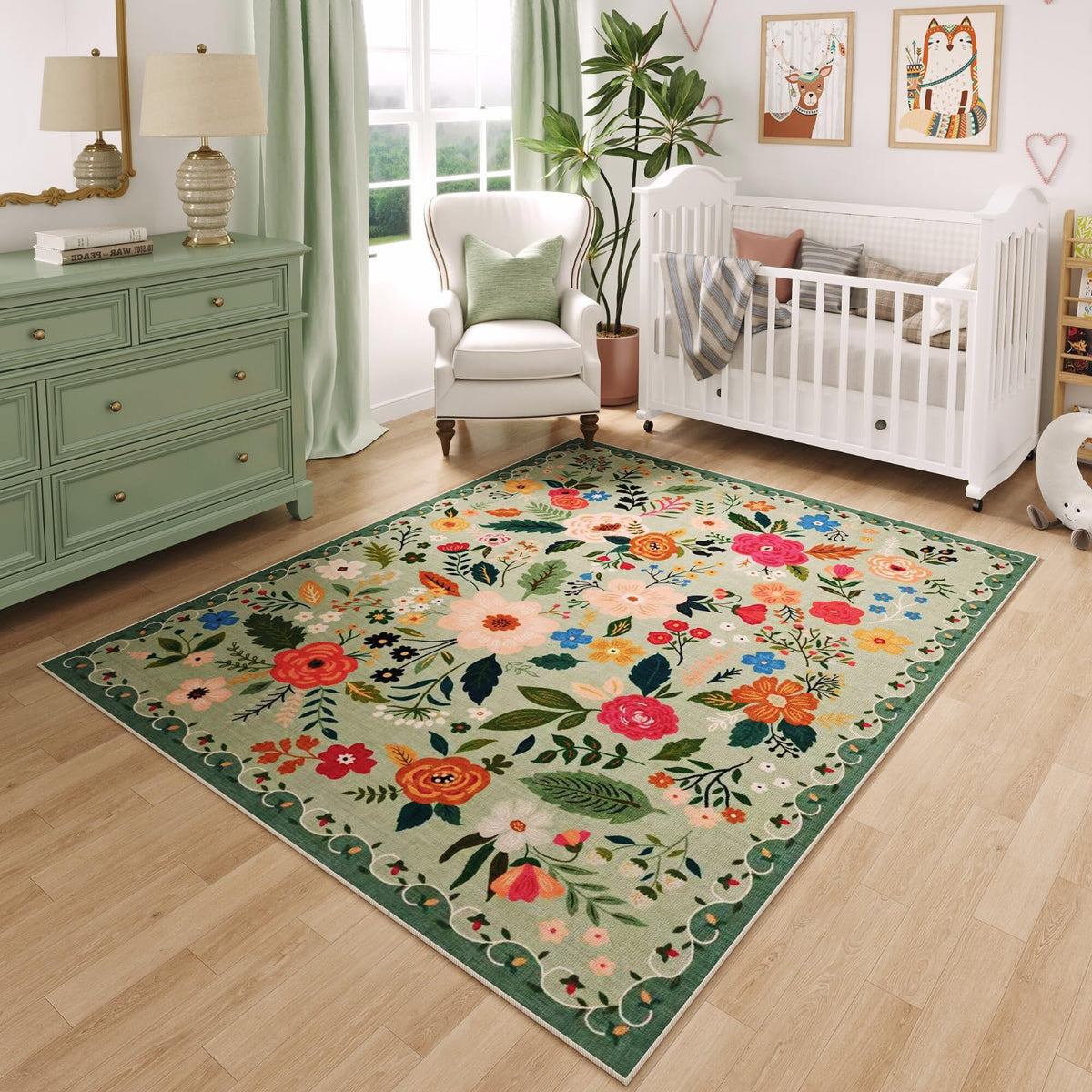 Rugcomf green boho area rug 4x6 adds cozy style to living spaces
