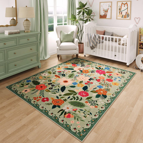 Rugcomf green boho area rug 4x6 adds cozy style to living spaces