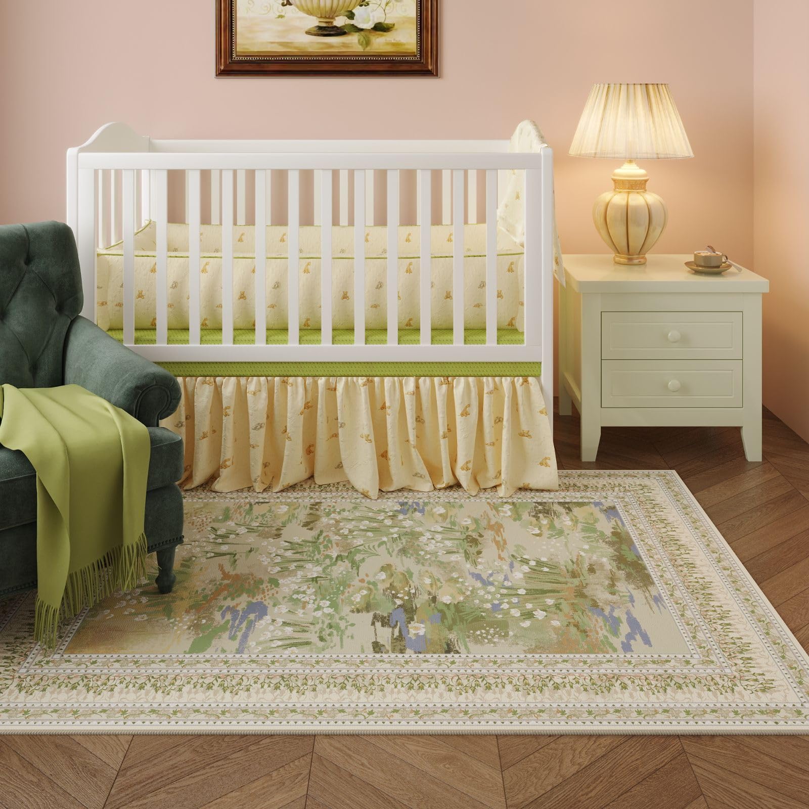 Rugcomf non-slip-back rug stays securely in place on smooth floors.