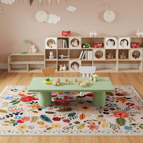 Rugcomf kid and pet-friendly rug withstands daily messes