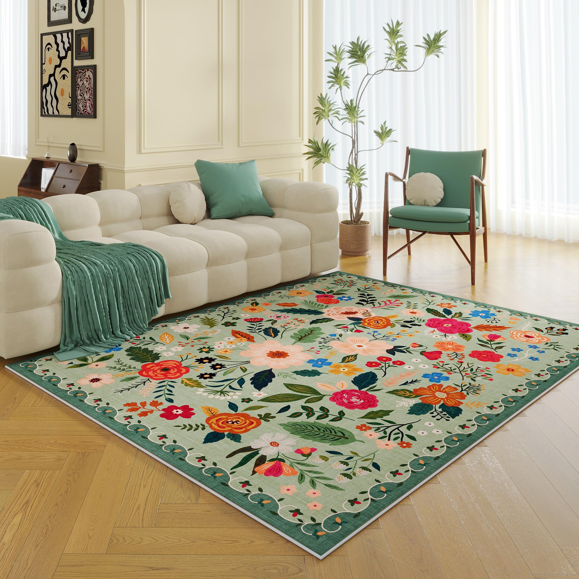 Rugcomf kid and pet friendly rug stands up to daily life.