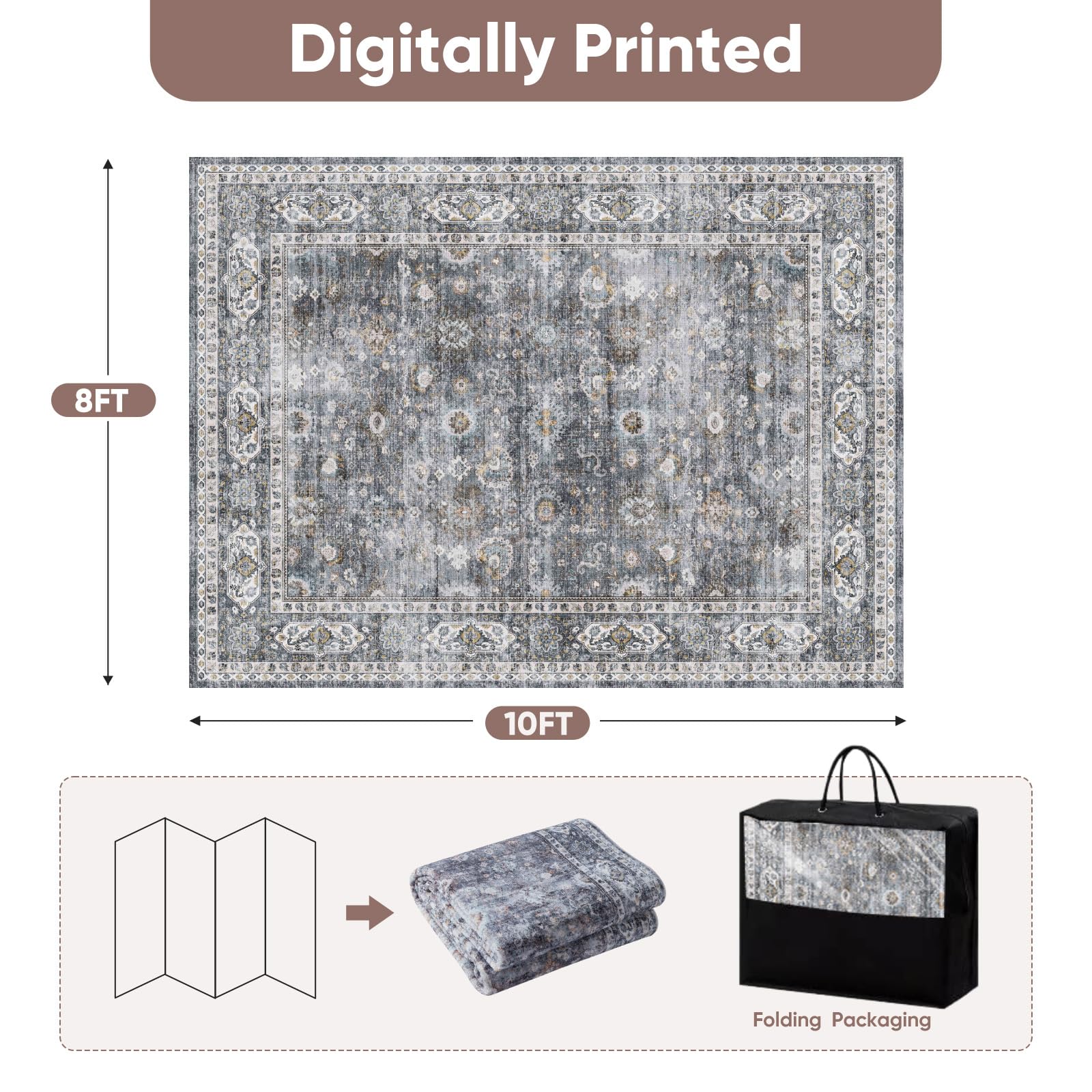 Rugcomf kids-pets-friendly rug resists shedding and cleans easily.